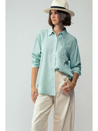SMOOTH SILK LONG SLEEVE DRESS SHIRT - SAGE