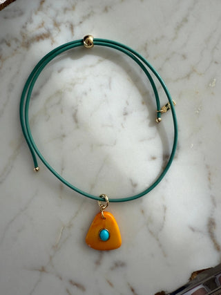 BEACH COMBING NECKLACE, TURQUOISE/ ORANGE