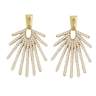 SUNBURST STATEMENT DROP EARRINGS - WHITE