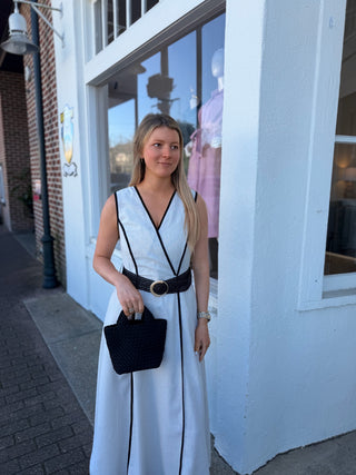 LINEN BELTED DRESS, NATURAL