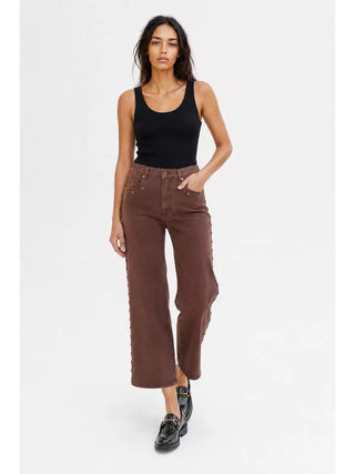 ADDINGTON MID RISE WIDE LEG CROP SCULPT, CHOCOLATE BROWN OVERDYE