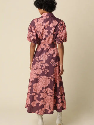 BEA FLORAL SHIRT BELTED MAXI DRESS - BEA FLORAL