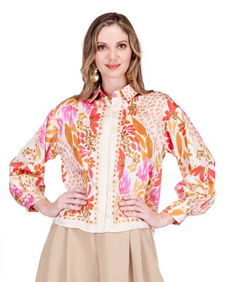 OVERSIZE SHIRT, FLORAL SCARF