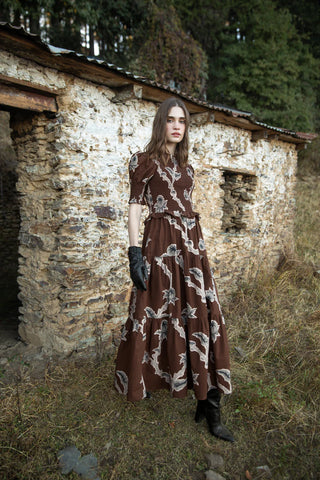 KLARA DRESS, WOODLANDS BROWN