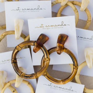STATEMENT DROP EARRINGS - DARK BROWN BAMBOO
