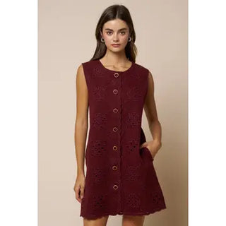 MINI SHIFT DRESS, BURGUNDY