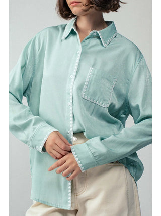 SMOOTH SILK LONG SLEEVE DRESS SHIRT - SAGE