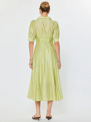 Puff Sleeve Button Down Maxi Dress, Lime