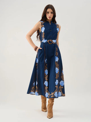 IRIS DRESS, HARVEST NAVY