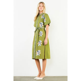 MIDI FLORAL DRESS, GREEN