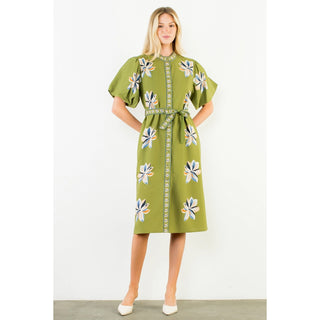 MIDI FLORAL DRESS, GREEN