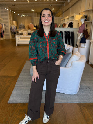 CAMILLE TOP, PARTRIDGE TEAL