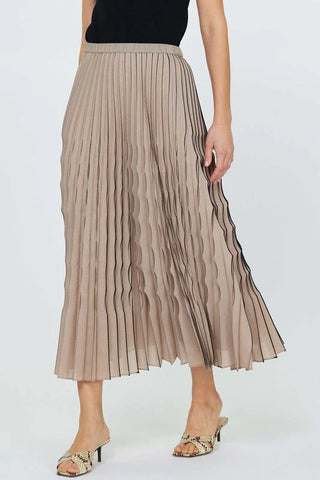 PLEATED MIDI SKIRT, TAUPE/BLACK