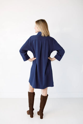ARDEN DRESS, NAVY KNIT PONTE