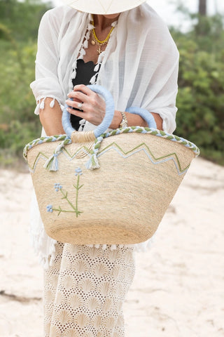 FLOWER BAG, POWDER BLUE