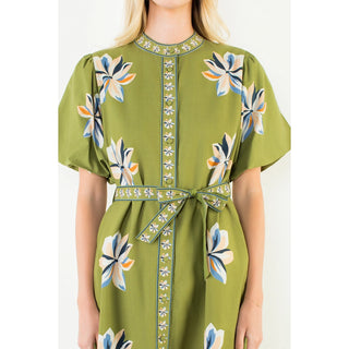 MIDI FLORAL DRESS, GREEN