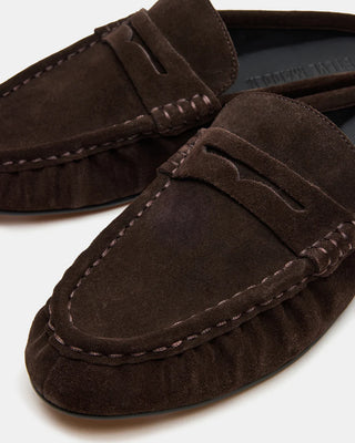 RAFE LOAFER MULE, CHOCOLATE BROWN SUEDE