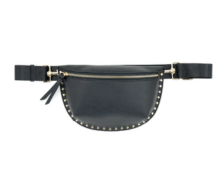 FANNY PACK WITH STUDS, BLACK