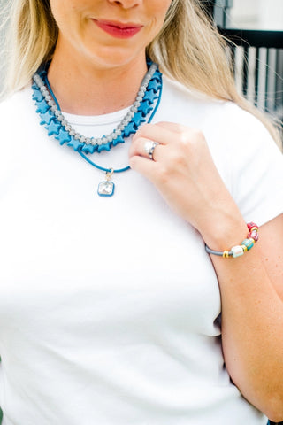 STAR NECKLACE - SMALL , DUSTY BLUE