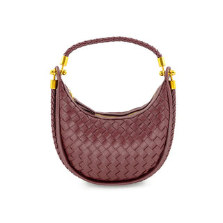 MINI WOVEN HOBO, BURGUNDY