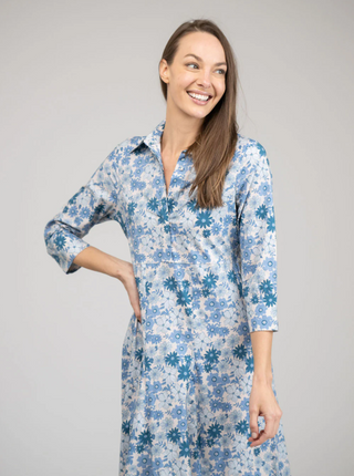 ALEXA DRESS, BLUE LITTLE FALL GARDEN