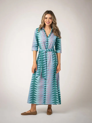 ELOISE DRESS, BAGRU TRIANGLE - PERIWINKLE