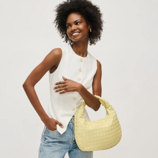WENDY WOVEN SHOULDER BAG, COOL BUTTER