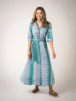 ELOISE DRESS, BAGRU TRIANGLE - PERIWINKLE
