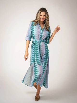 ELOISE DRESS, BAGRU TRIANGLE - PERIWINKLE
