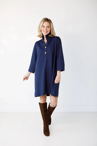ARDEN DRESS, NAVY KNIT PONTE