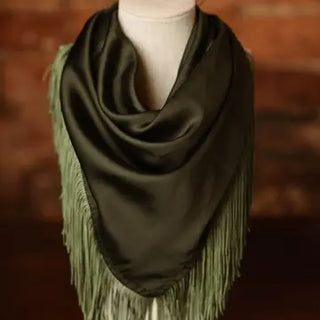 SOLID FRINGE SCARF - OLIVE GREEN
