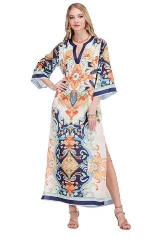 TRIMMED MAXI, AZURE MEDALLION