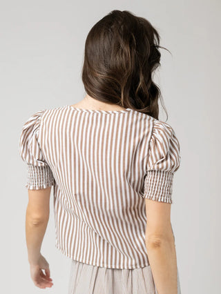 LOUISA TOP, BROWN STRIPES