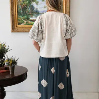 SALLY MIDI SKIRT,  DEEP TEAL GREEN TIE DYE