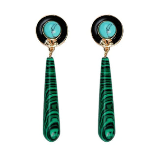 DROP EARRINGS - TURQUOISE AND MALACHITE