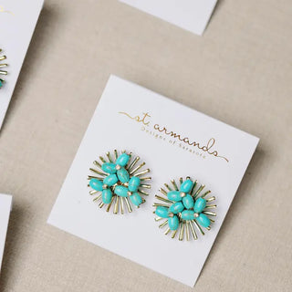 SUNBURST STATEMENT STUD EARRINGS - TURQUOISE