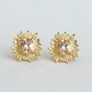 Floral Gemstone Stud Earrings