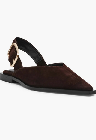 SHAY FLATS, BROWN SUEDE