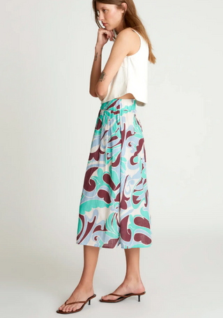 WILD PONY YARROW PRINT MIDI SKIRT, MULTI