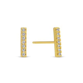 Pavé Bar Studs On Velvet Gift Tag: Gold