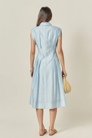 CONTRAST STITCH MIDI DRESS, POWDER BLUE