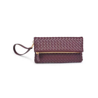 ARIA WOVEN WRISTLET CLUTCH, MERLOT