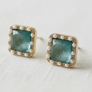 BLUE GEOMETRIC STUD EARRINGS