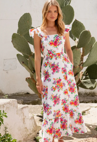 PINK CITY PRINTS MAE DRESS, VINTAGE BOUQUET