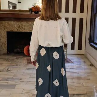 SALLY MIDI SKIRT,  DEEP TEAL GREEN TIE DYE