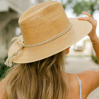 NATURAL PALM, GOLD BRAID