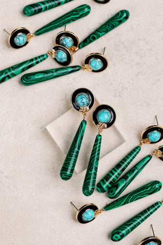 DROP EARRINGS - TURQUOISE AND MALACHITE