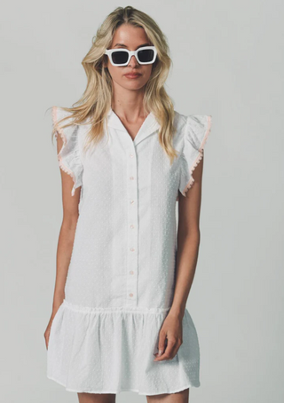 THE HILLARY DRESS, WHITE/PINK