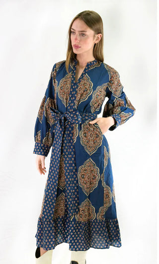 GRACIE DRESS, BLUE BRICK