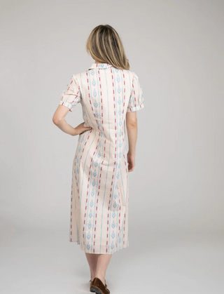 THE KRIS DRESS, IKAT STRIPE IVORY